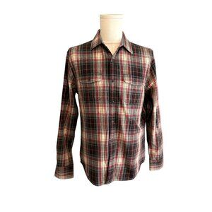 Flag & Anthem Men's Medium Plaid Flannel Rugged Cotton Button-Down Casual Shirt